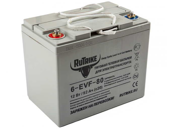 Свинцово-кислотный тяговый гелевый аккумулятор RuTrike 6-EVF-80 (12V80A/H C3)